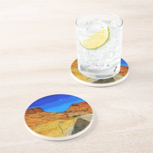 Road langs Side Tetons Abstract Zandsteen Onderzetter (Zijkant)