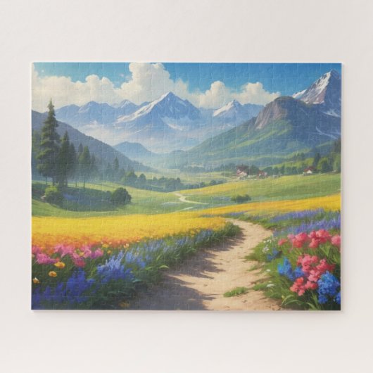 road leading to the village with mountains in the legpuzzel (Horizontaal)