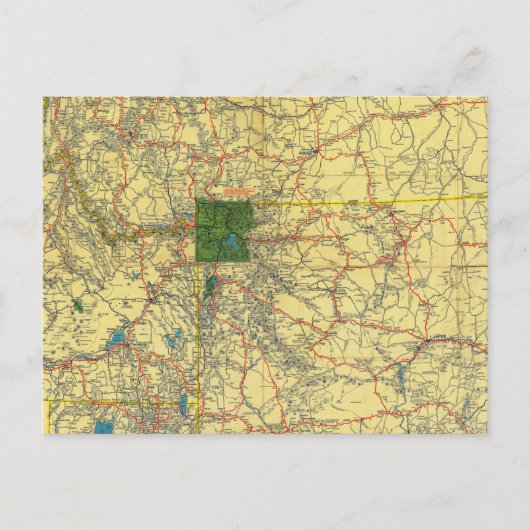 Road map Idaho, Mont, Wyo map Briefkaart (Voorkant)