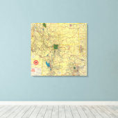 Road map Idaho, Mont, Wyo map Canvas Afdruk (Insitu (Houten vloer))