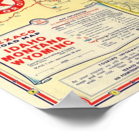 Road map Idaho, Mont, Wyo map Poster (Hoek)