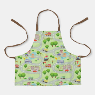 Road Map kinder Green. Volledige Bedrukking Schort