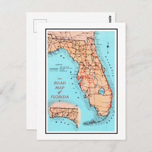 Road Map of Florida Briefkaart (Voorkant / Achterkant)