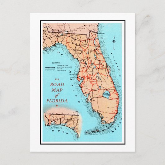 Road Map of Florida Briefkaart (Voorkant)