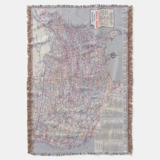 Road map United States Deken (Voorkant Verticaal)