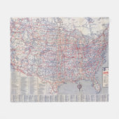 Road map United States Fleece Deken (Voorkant (Horizontaal))
