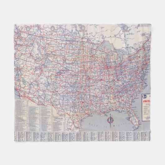 Road map United States Fleece Deken (Voorkant (Horizontaal))
