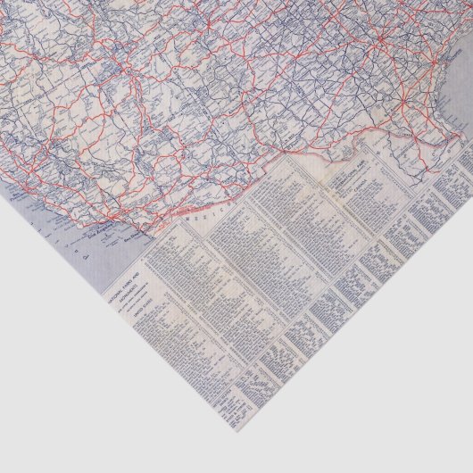 Road map United States Tissuepapier (Detail)