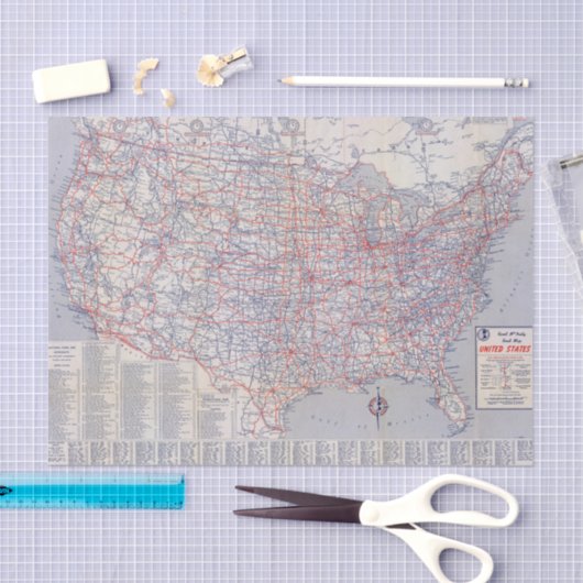 Road map United States Tissuepapier (Craft)