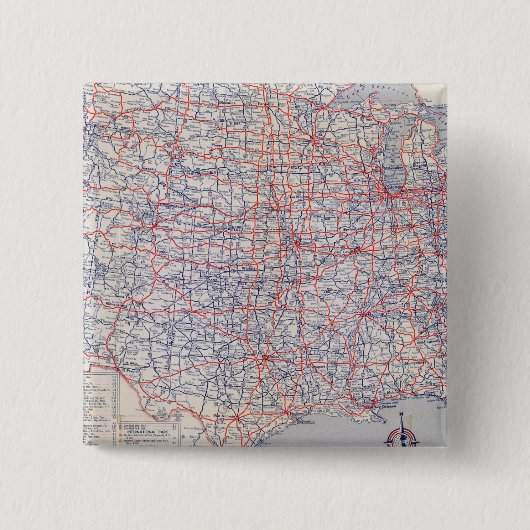 Road map United States Vierkante Button 5,1 Cm (Voorkant)