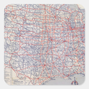 Road map United States Vierkante Sticker