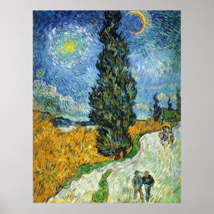 Road met Cypresses (van Gogh) Poster