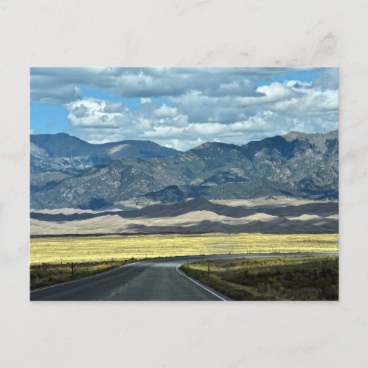 Road naar het Great Sand Dunes National Park, CO Briefkaart (Voorkant)