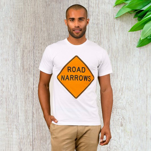 Road Narrows Road Sign Mannen T-Shirt