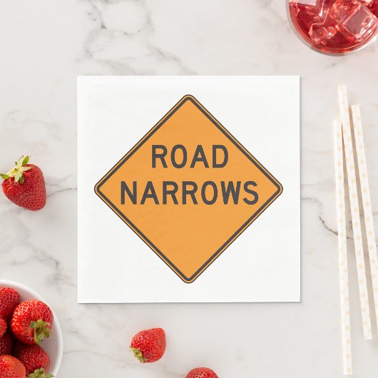 Road Narrows Road Sign Paper Napkins Servet