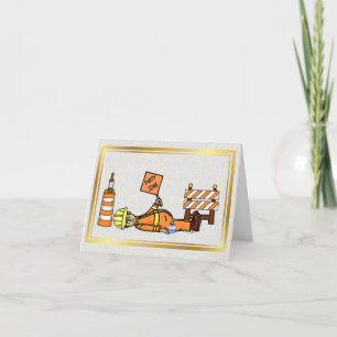 Road or Highway Worker Birthday Card Kaart