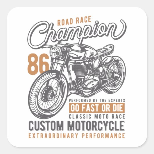 Road Race Champion Vierkante Sticker (Voorkant)