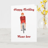 Road Racing Cyclist, man, naam vooraan toevoegen Kaart (Gele Bloem)