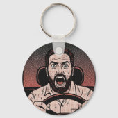 Road Rage Comic – Driver’s Fury Unleashed Sleutelhanger (Voorkant)