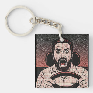 Road Rage-strip – Bestuurderswoede losgelaten Sleutelhanger