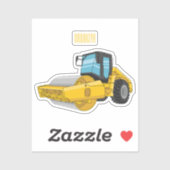 Road roller cartoon illustration sticker (Vel)