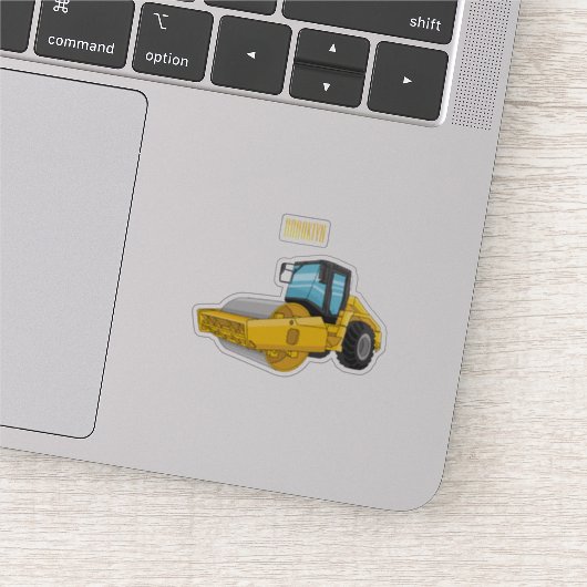 Road roller cartoon illustration sticker (Detail)