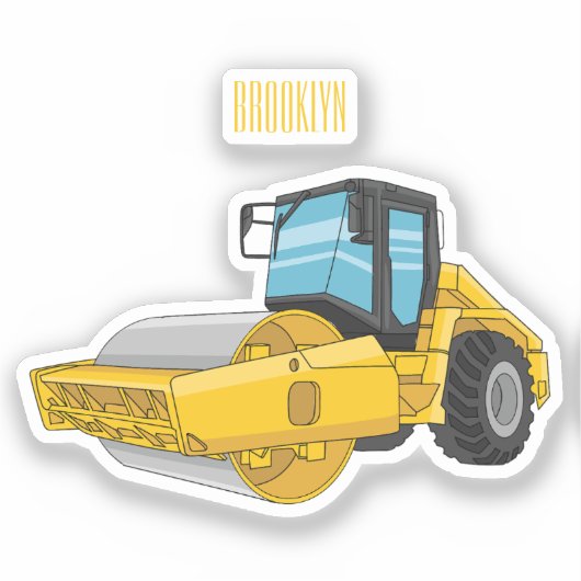 Road roller cartoon illustration sticker (Voorkant)