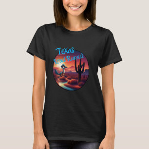 Road Runner Texas Desert Sunset Cactus Running Bir T-shirt