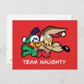 ROAD RUNNER™ & Wile E. Coyote "Team Naughty" Feestdagenkaart (Voorkant / Achterkant)