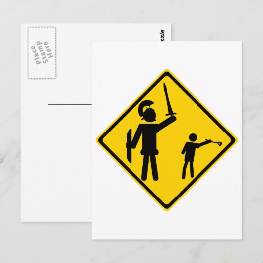 Road Sign David en Goliath Briefkaart (Voorkant / Achterkant)