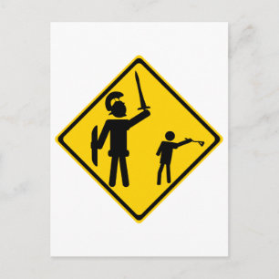 Road Sign David en Goliath Briefkaart