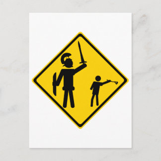 Road Sign David en Goliath Briefkaart