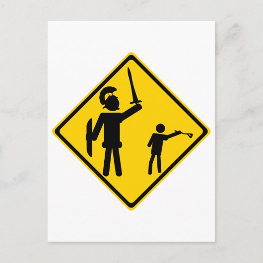 Road Sign David en Goliath Briefkaart (Voorkant)