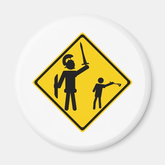 Road Sign David en Goliath Magneet (Voorkant)