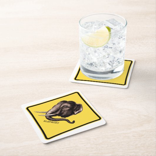 ROAD SIGN ELEPHANT KARTONNEN ONDERZETTERS (Insitu)