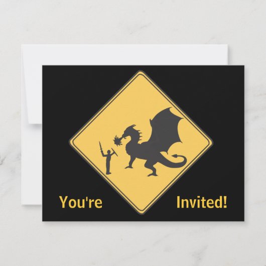 Road Sign - Knight & Dragon Uitnodiging (Voorkant)