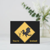 Road Sign - Knight & Dragon Uitnodiging (Staand voorkant)