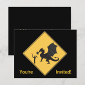 Road Sign - Knight & Dragon Uitnodiging (Voorkant / Achterkant)