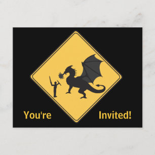 Road Sign - Knight & Dragon Uitnodiging