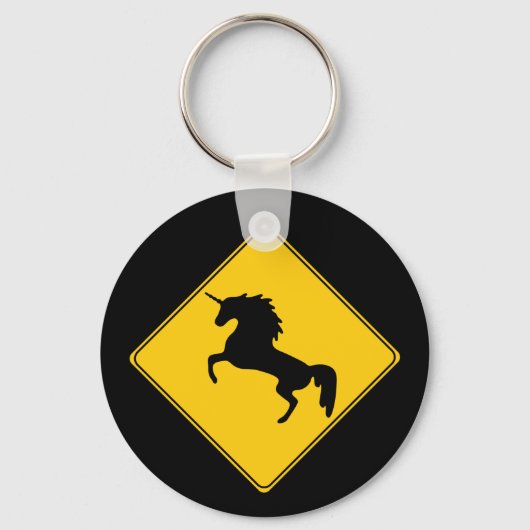 Road Sign Unicorn Sleutelhanger (Voorkant)