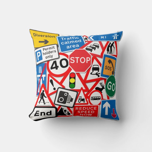 Road Signs Cushion Kussen (Voorkant)