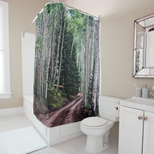 Road Through The Birch Douchegordijn (In situ)