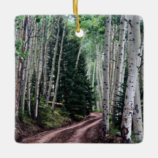 Road Through The Birch Keramisch Ornament (Voorkant)