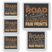 Road to My Heart Paved in Paw Prints Hondenliefheb Sticker (Voorkant)