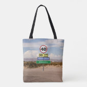 Road Trip 40th Birthday Funny Signs Jouw naam toev Tote Bag (Achterkant)