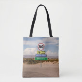 Road Trip 80th Birthday Funny Signs Jouw naam toev Tote Bag (Voorkant)