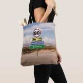 Road Trip 80th Birthday Funny Signs Jouw naam toev Tote Bag (Dichtbij)