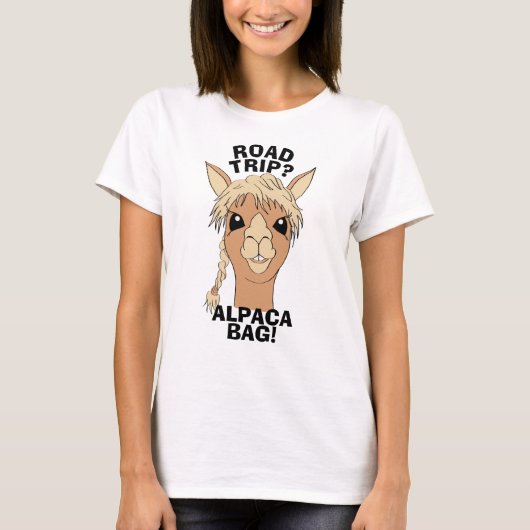 Road Trip Alpaca Bag Pun Humor T-shirt (Voorkant)