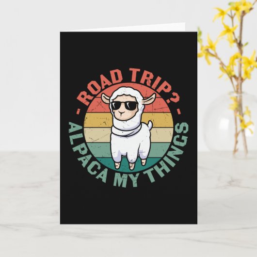 Road Trip Alpaca My Dess Funny Llama Kaart (Gele Bloem)