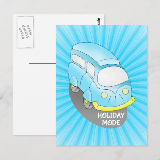 Road Trip Blue Van Briefkaart (Voorkant / Achterkant)